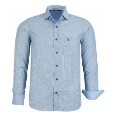 Imagem de Camisa Social Amil Masculina Manga Longa Comfort 1779, Azul bebê, 4