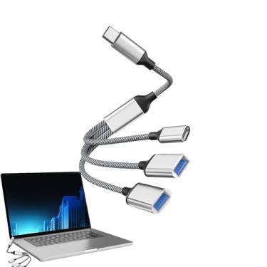 Imagem de de divisor USB, USB dividido - Adaptador dividido do carregador - 1 pés de gabinete USB Splitter 1 em 3 para o laptop de carro PC Teclado de teclado Flash Drive