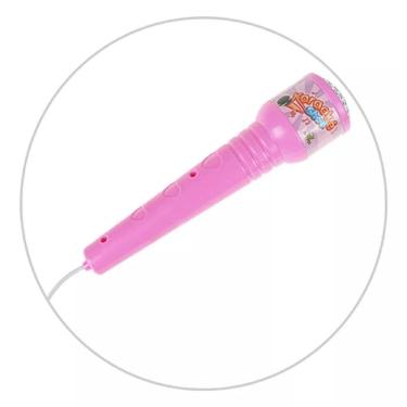 Imagem de Microfone Karaokê Com Pedestral Use No Celular Luzes Menina Cantar Criança