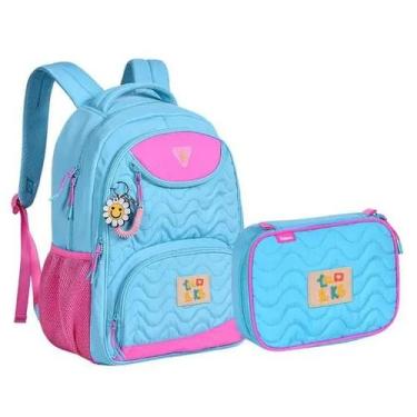 Imagem de Kit Mochila De Costas e Estojo Luluca Lulike LU2407476, AZUL