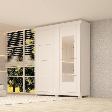 Imagem de Guarda Roupa Solteiro Chile Com Espelho 2 Portas 100% Mdf Linhamobília Branco