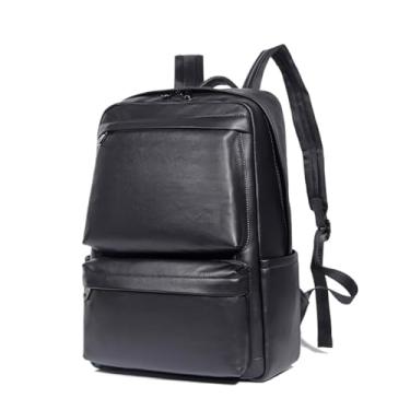 Imagem de Mochila de couro para homens casual negócios masculino camada superior mochila de computador de viagem para homens