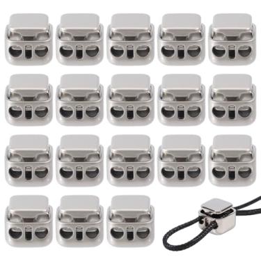 Imagem de CHGCRAFT 20 peças de fechaduras de corda resistentes de liga de cordão de bloqueio de cordão de bloqueio de cordão de bloqueio de cordão para calça de moletom, cordão, mochila, cadarço cinza
