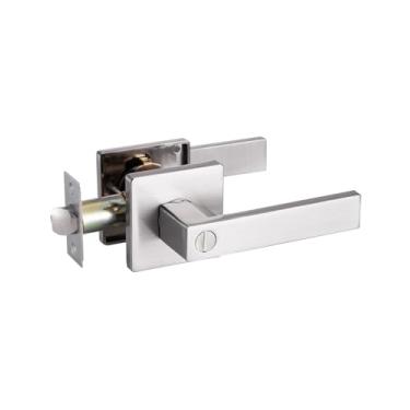 Imagem de MENDOCK Conjunto de fechadura GreenShield sem chave, maçaneta interna reversível resistente para quarto, banheiro, fechadura quadrada para portas canhotas e destros (1 pacote, níquel acetinado)