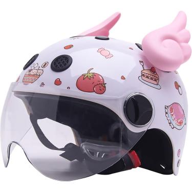 Imagem de Capacete de motocicleta infantil de 5 a 10 anos, meninos, meninas, rosto aberto, capacete de bicicleta, bonito, rosto aberto, meio capacete, novidade, scooter, cruiser, ciclomotor, pequeno,