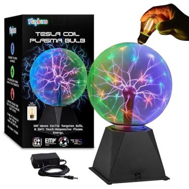 Imagem de Playbees Bola de plasma colorida - 18 cm - eletricidade estática em um globo de vidro pressurizado a vácuo - multicolorido, nebulosa, relâmpago de trovão, plug-in - para festas, decorações, adereços,