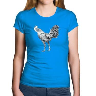 Imagem de Baby Look Algodão Galo Desenho - Foca na Moda, Azul, GG