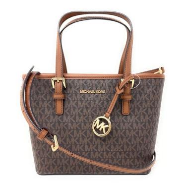 Imagem de Bolsa Michael Kors Jet Set viagem conversível com zíper na parte superior – Marrom