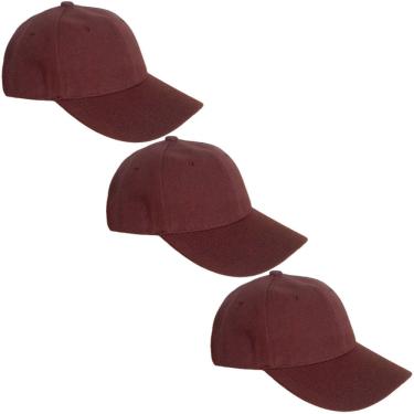 Imagem de Kit 3 Bonés Chapeu Bombeta Ajustável Liso Aba Curva Marrom