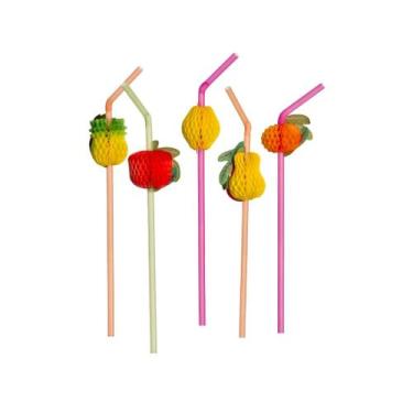 Imagem de Canudo frutas flex 6mm misto pp c/ 500 un. - STRAWPLAST