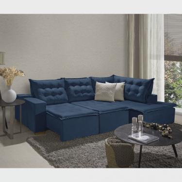 Imagem de Sofá de Canto Montana 4 Lugares Retrátil Reclinável 2,70x1,98M Molas Bonnel em Veludo Yescasa