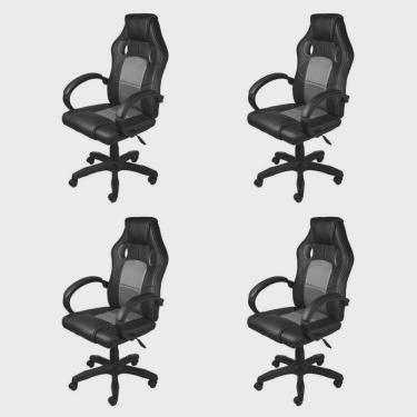 Imagem de Kit 4 Cadeiras Gamer com Relax e Braço Estofado Raptor 3316