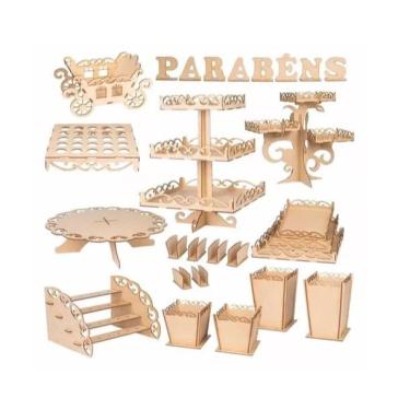 Imagem de Kit Decoração Festa Provençal Mesa Infantil Mdf Aniversario