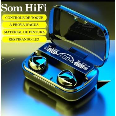 Imagem de Fone de Ouvido Bluetooth 5.1 TWS, Som Hi-Fi, Controle por Toque, Bateria de Longa Duração, Estojo de Carregamento com Display LED, Preto