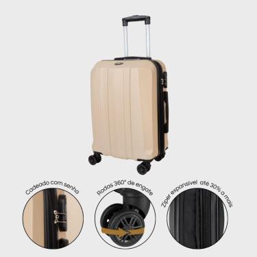 Imagem de Mala de Viagem Padrão Anac ABS Rígida, Com Rodas Duplas 360º, Expansível, Cadeado com Senha, Word Onboard