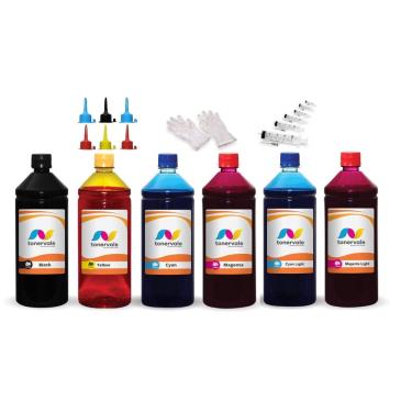 Imagem de Kit 6 Tinta Para Epson L800 T673120 cmyk 1 Litro