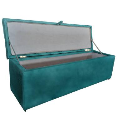 Imagem de Puff Baú Casal Organizador Helena Capitone 138 Turquesa