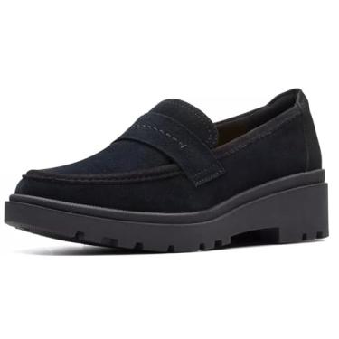 Imagem de Clarks Mocassim feminino Calla Ease, Camurça preta, 8 Wide