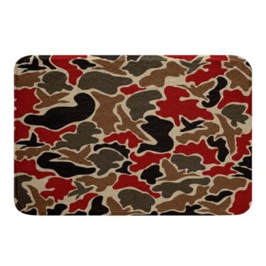 Imagem de Feelyou Duck Hunter Tapetes de banheiro de caça camuflados vermelhos 50,8 x 81,3 cm para crianças, preto, marrom, para chuveiro, para meninos, adolescentes, camuflado, militar, tapetes para banheiro,