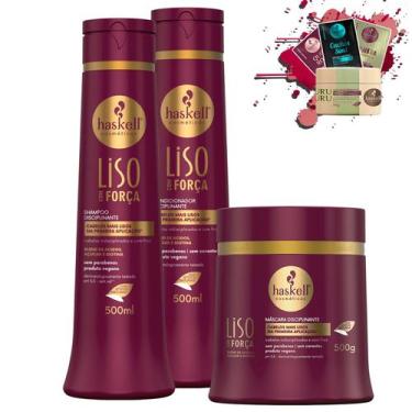 Imagem de Kit Haskell Liso Com Força Sh Cond 500ml Mascara 500g
