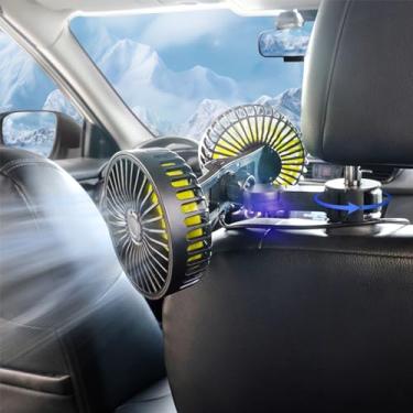 Imagem de ASANDH Ventilador De Carro, Ventiladores De Carro Usb De Cabeça Dupla Para Banco Traseiro Para Crianças, Velocidade De Ar De 3 Velocidades E Ventilador De Resfriamento De Assento Traseiro Giratório