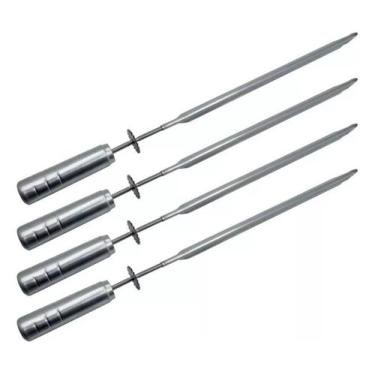 Imagem de Kit 4 Espetos Espada Para Churrasqueira Grill Giratório - infinity gri