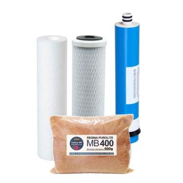Imagem de Kit Refil Deionizador 4 Estágios Membrana 100gpd Resina 400 - FDMA Fil