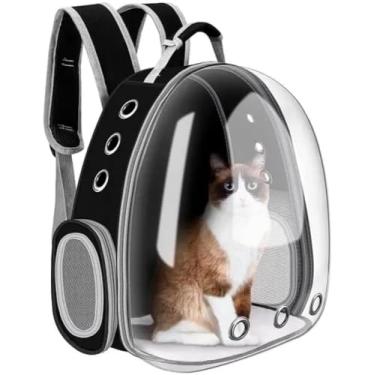 Imagem de Mochila De Transporte Para Pets Cachorros E Gatos Com Ventilação Transparente E Visão Panorâmica Bolsa Astronauta de Passeio (Preto) - YODHE