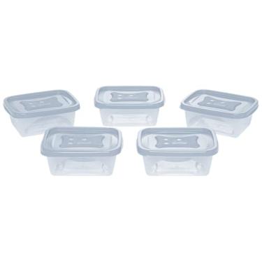 Imagem de Kit Com 10 Potes Plásticos Transparente BPA Free Com Tampa Para Marmita Mantimentos Cozinha Freezer
