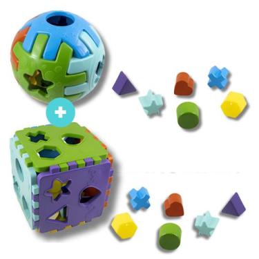 Imagem de Brinquedos Cubo Educa Mais + Bola Encaixar Média - Kendy - Kendy Brinq