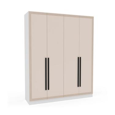 Imagem de Guarda-Roupa Casal Valência 4 Portas 4 Gavetas Branco e Creme