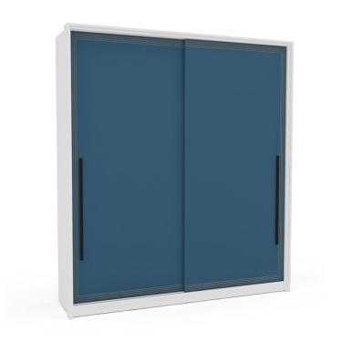 Imagem de Guarda-Roupa Casal Valência 2 Portas 2 Gavetas Branco e Azul