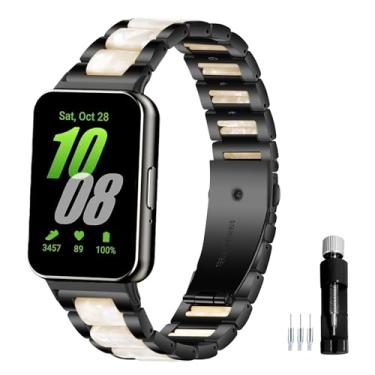 Imagem de Gheper Pulseira de relógio de aço inoxidável de resina compatível com Samsung Galaxy Fit3 SM-R390 SM-R390 pulseira de metal de substituição para homens e mulheres