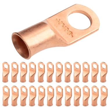Imagem de Selterm 2/0 AWG 1/2" parafuso (25 peças), parafusos de fio resistentes UL, extremidades de cabo de bateria, ilhós de cobre nu, conectores de terminal de anel tubular [B81]