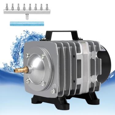 Imagem de FUMAK Bomba de ar de aquário com caixa de alumínio, bomba de ar comercial com coletor de ar de 8 saídas, borbulhador de tanque de peixes aerador de lagoa para aquário, lagoa, hidroponia (1780 GPH-100