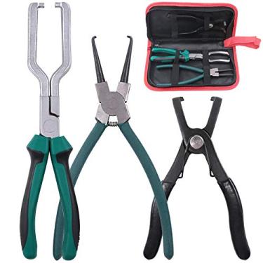 Imagem de Hilitchi Linha de combustível, clipe de gasolina, alicates de tubo de 23 cm, pinças de filtro de combustível e alicates de desconexão de 80 graus, conjunto de alicates de pino de pressão (pacote com 3