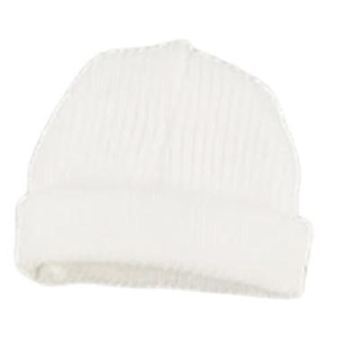 Imagem de MERIGLARE Chapéu de malha 1/12, figura feminina, masculina, traje, moda, acessórios macios, realista, mini gorro desleixado , Branco