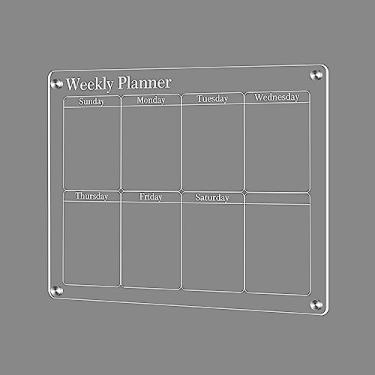 Imagem de Calendário Magnético Acrílico Transparente 40 * 30cm Planejador Mensal para Geladeira (Mensal e Semanal)