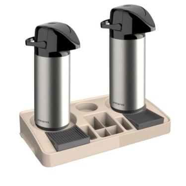 Imagem de Kit 2 Garrafa Térmica Verona 1 L Inox + 1 Bandeja Organizadora Servire