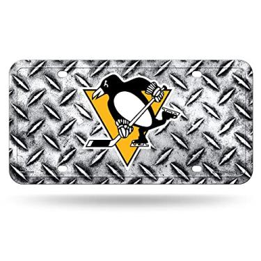 Imagem de Rico Industries Placa de diamante NHL Pittsburgh Penguins Placa de metal Auto Tag 21,5 cm x 28 cm - Ótimo para caminhão/carro/SUV