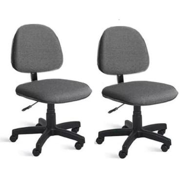 Imagem de Kit 2 Cadeiras de Escritório Executiva Giratória Home Gourmet Ergonômica Tecido Cinza Espuma D45 120kg