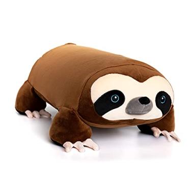Imagem de MEMORY MATES Almofada de pelúcia de espuma viscoelástica da Lynn The Sloth com diário infantil que armazena no bolso da barriga, animal de pelúcia de 38 cm, diário de 15 cm