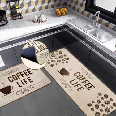 Imagem de Jogo Tapete Cozinha Antiderrapante Ln Es 45x65 45x110 D02 - IDEALIZA, 