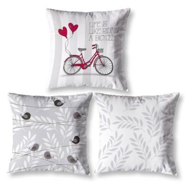 Imagem de Kit 3 Almofadas Cheias 40cm x 40cm Decorativas Estampadas Digital Colo