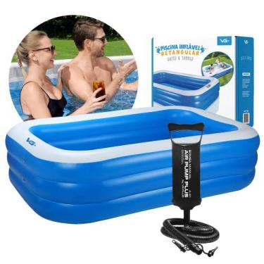 Imagem de Piscina Inflável Retangular Azul 712 Litros 210 Cm Pvc com Bomba Vg+ -