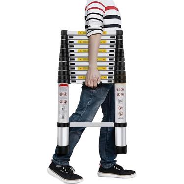 Imagem de Escada Telescópica, Alumínio, Extensão De 8m/7m/6,2m/5m/4m/3,8m/2m/1m, Capacidade De Carga De 150kg, Portátil, Silver Or Aluminum, 2m/6.5ft