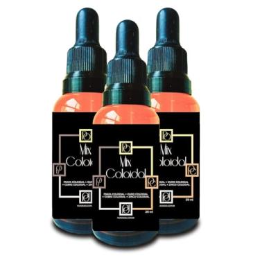Imagem de Super Combo Mix Coloidal 30ml Compre 2 Ganhe 1 Prata Ouro Cobre Zinco Certificado 99,99% Puro Vidro