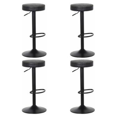 Imagem de Kit 4 Banquetas Giratórias Vintage Viena Preta - Cadeiras INC, Preto