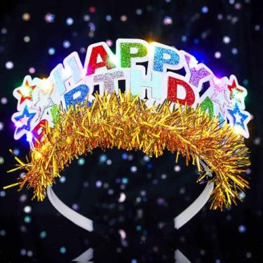Imagem de Acenail Light up Birthday Headband Flashing Happy Birthday Crown Tiara Glow LED Birthdays Hair Accessories for Women (Colorful, 7.1 * 6.7 '')
