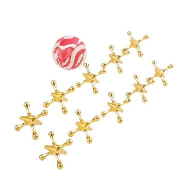 Imagem de MERIGLARE 10 peças Jacks jogos de tabuleiro engraçados portáteis coordenação olho-mão brinquedos de mesa brinquedos antigos Jacks da escola para adultos, Ouro